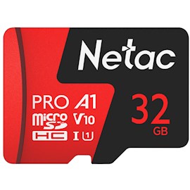 მეხსიერების ბარათი Netac NT02P500PRO-032G-R, 32GB, MicroSDHC, C10, Black
